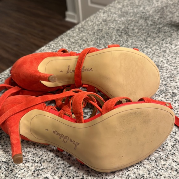 Sam Edelman stiletto sandal size 8 red orange color - Picture 5 of 5